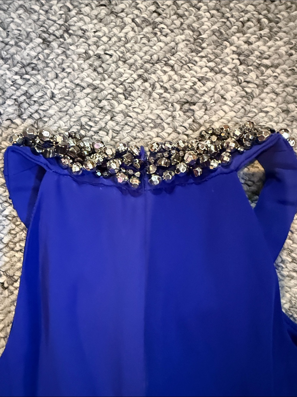 Calvin Klein Beaded Halter Neck Royal Blue NWT Size 4 - Picture 6 of 6